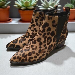 Faux Fur Leopard Print Ankle Boots